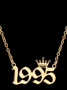 1件简约时尚女士复古嘻哈吊坠项链 - 金黃色 - 查看 6