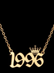 1件简约时尚女士复古嘻哈吊坠项链 - 金黃色 - 查看 7