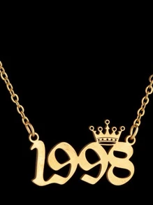 1件简约时尚女士复古嘻哈吊坠项链 - 金黃色 - 查看 9