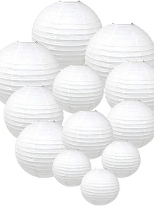 4 piezas Lampara de papel liso - Blanco - Ver 1