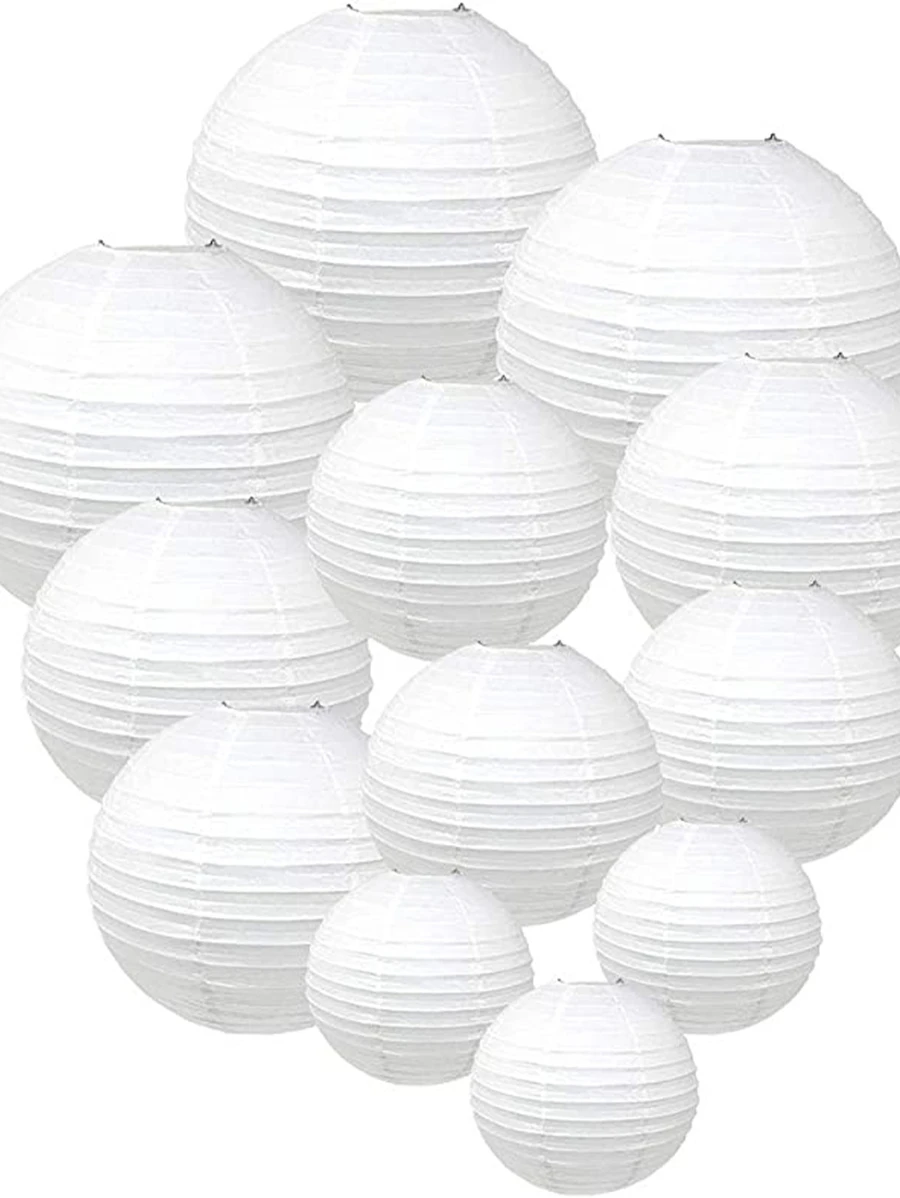 4 piezas Lampara de papel liso - Blanco - Ver 1