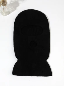 1頂男款新款鬆身針織製造的帽子,常見的帶兩個孔洞和貝雷帽風格,個性化和時尚,適合日常穿著 - 黑色 - 查看 4