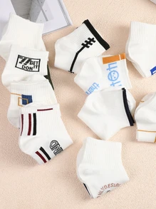 10pairs Men Letter Graphic Ankle Socks - Multicolor - View 2