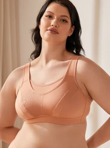 Wingslove Plus Size Women High Impact Full Coverage Sports Bra - Coral Orange - View 4