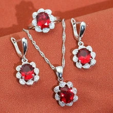 4 件套經典方晶鋯石鑲嵌珠寶套裝,附耳環、戒指、吊墜和項鍊,適合婚禮女士