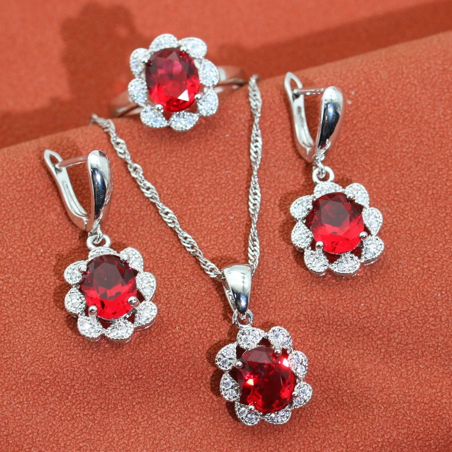 4 件套經典方晶鋯石鑲嵌珠寶套裝,附耳環、戒指、吊墜和項鍊,適合婚禮女士