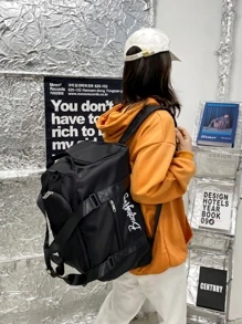 旅行包，双肩背包，极简旅行背包，干湿分离设计，适合户外旅行，女士旅行背包，防水休闲日用背包，带鞋仓 - 黑色 - 查看 4