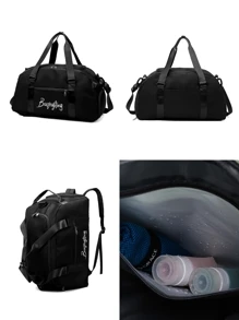 旅行包，双肩背包，极简旅行背包，干湿分离设计，适合户外旅行，女士旅行背包，防水休闲日用背包，带鞋仓 - 黑色 - 查看 5