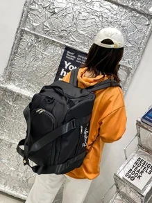 旅行包，双肩背包，极简旅行背包，干湿分离设计，适合户外旅行，女士旅行背包，防水休闲日用背包，带鞋仓 - 黑色 - 查看 1