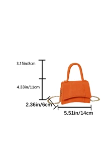 Túi nhỏ in hình cá sấu màu kẹo cho bé gái, Túi đeo chéo đơn giản màu trơn Túi đeo chéo đeo vai - trái cam - Xem 2