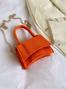 Túi nhỏ in hình cá sấu màu kẹo cho bé gái, Túi đeo chéo đơn giản màu trơn Túi đeo chéo đeo vai - trái cam - Xem 3