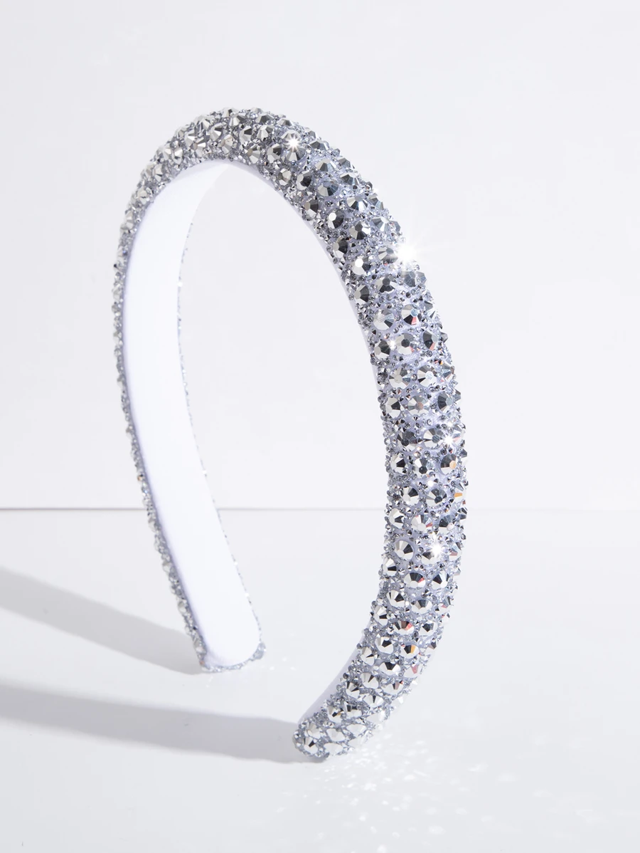Diadema con decoración de strass, tiaras de fiesta, diademas, aros para el cabello, accesorios para el cabello - Plateado - Ver 1