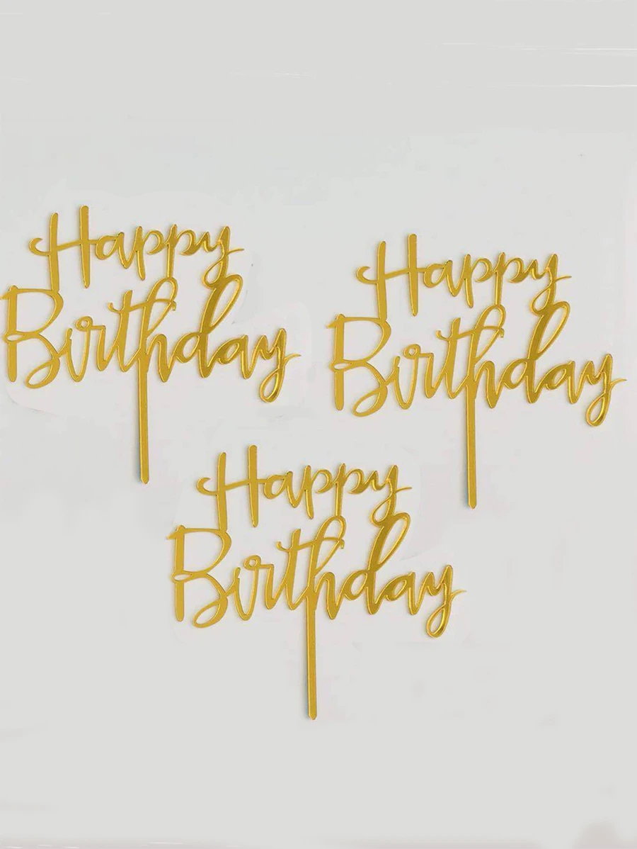 3 chiếc Topper bánh sinh nhật, - Vàng - Xem 1