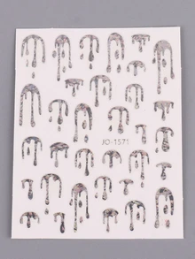 FULL BEAUTY 2 件激光金色银色美甲贴纸不对称几何贴花夏季融化 3D 设计美甲滑块美甲配件