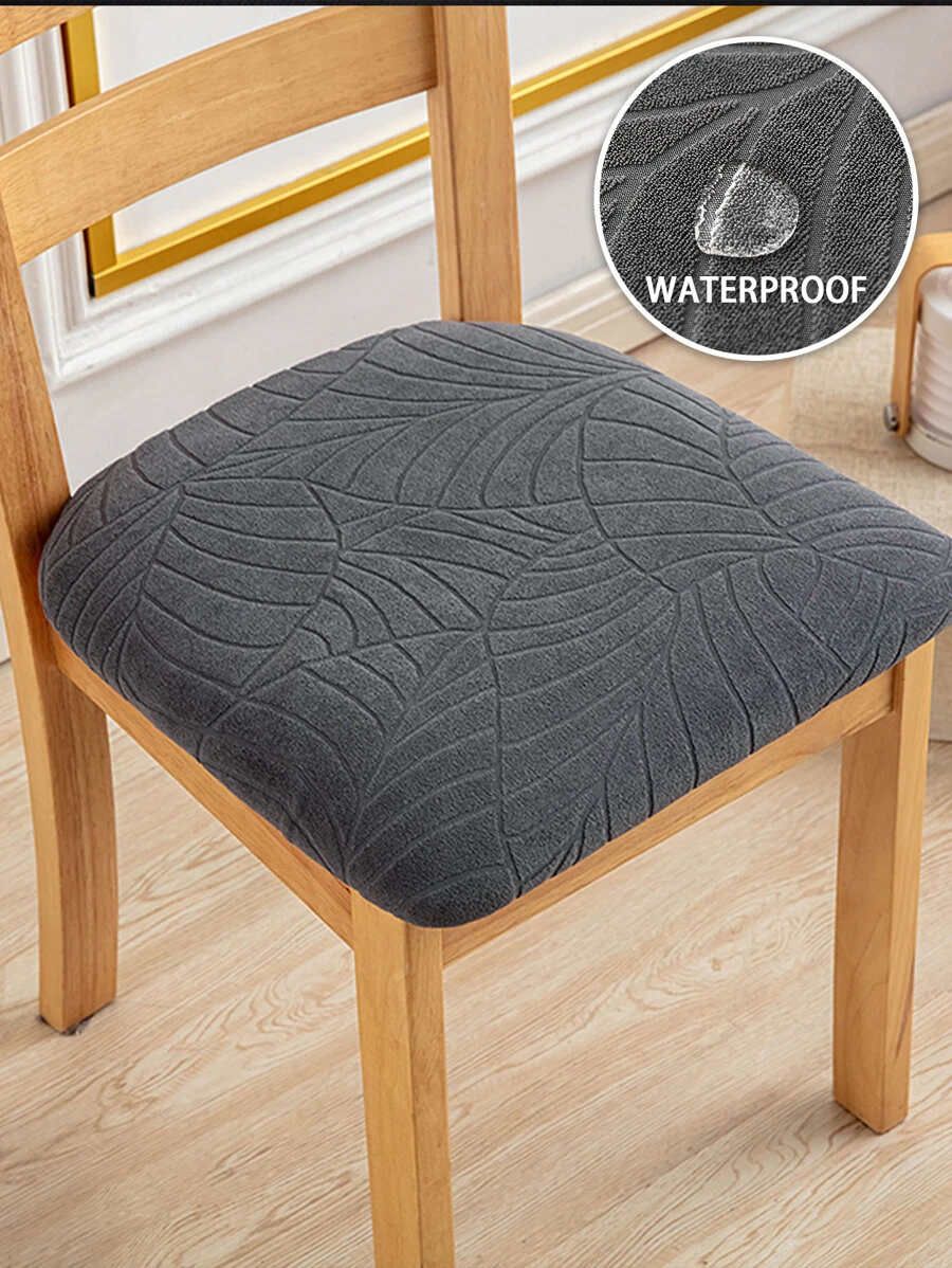 1pc Jacquard Stretchy Chair Seat Cover - Dark Grey - View 1