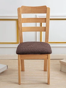 1pc Jacquard Leaf Pattern Stretchy Chair Seat Cover - Coffee Brown - View 4