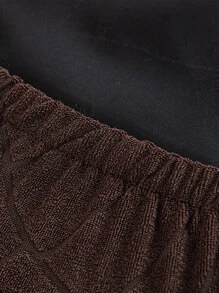 1pc Jacquard Leaf Pattern Stretchy Chair Seat Cover - Coffee Brown - View 5