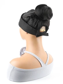 Short Straight Synthetic Hair Buns - Black - View 3