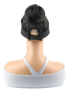 Short Straight Synthetic Hair Buns - Black - View 4