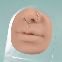 1 Set Brown Soft Silicone Nose & Lip Piercing Practice Model For Jewelry Display & Teaching - Brown - View 2
