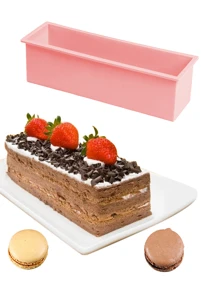 1入組矩形形狀矽膠蛋糕吐司烘焙模具DIY麵包製作3D大慕斯烹飪工具手工