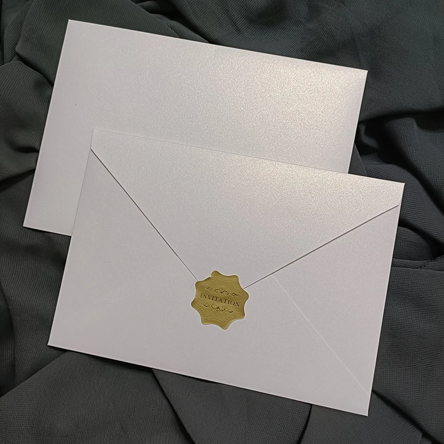 10pcs White Pearl Rectangle Envelope For Wedding Invitation Card 194X136MM - White - View 1