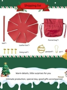 1 Túi quà kết hợp da xanh + nhung đỏ đựng kẹo, táo, các món quà nhỏ khác, thích hợp cho Giáng sinh, đêm Giáng sinh và các túi quà trang trí khác - màu xanh lá - Xem 5