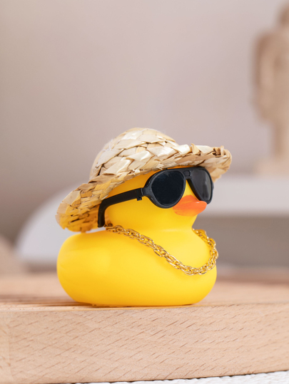 1pc Yellow Cute Rubber Duck Ornament, Small Yellow Duck For Bathing And Playing In Water, Pinch And Quack, Small Yellow Duck For Playing In Water, Small Gift For Milk Tea Shop, Small Duck, Desktop Ornament, Home Decoration, Graduation Season Gift