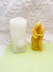 1入組情侶擁抱和父親撫摸孕婦腹部形狀矽膠模具用於手工香薰蠟燭、DIY石膏、樹脂、蠟材料 - 白色 - 查看 4