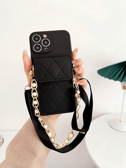 黑色可调节斜挎手机壳，带卡槽，可装一张卡片，肩带可拆卸，兼容 11/11 Pro/11 Pro Max/12/12 Pro/12 Pro Max/13/13 Pro/13 Pro Max/14/14 Pro/14 Plus/14 Pro Max/15/15 Plus/15 Pro/15 Pro Max/XR/XS Max/7 Plus/8 Plus/16/16 Pro Max/17/17 Pro/17 Pro Max