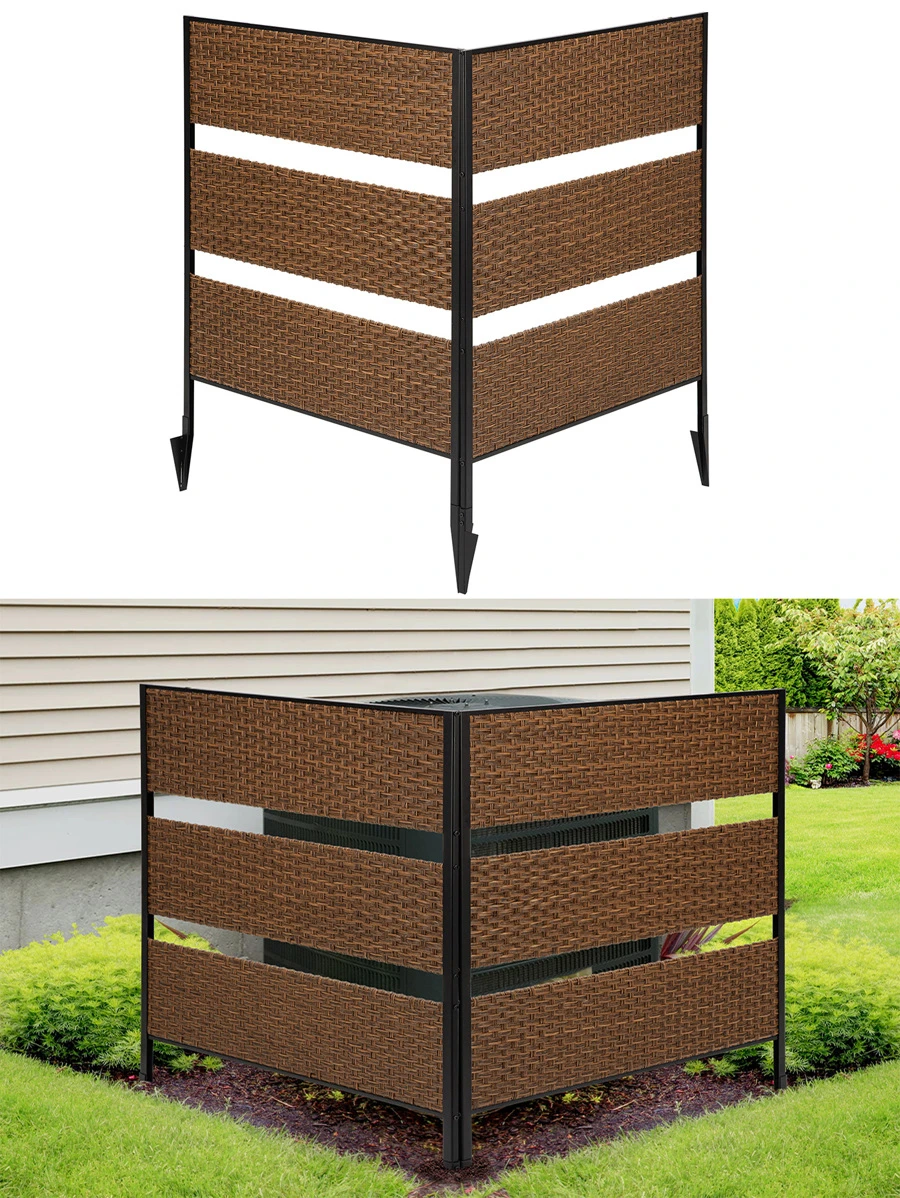 Outdoor Rattan Privacy Fence Panel Screen - Vinyl No Dig Enclosure for ...