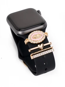 4 piezas/Set Decoración de Encanto de Virgen María con Strass para Correa de Reloj, Adecuado para Accesorios de Correa de , Adecuado para Regalo de Accesorios de Correa de Reloj - Rosa - Ver 2