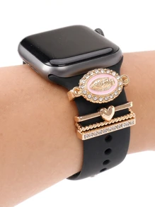 4 piezas/Set Decoración de Encanto de Virgen María con Strass para Correa de Reloj, Adecuado para Accesorios de Correa de , Adecuado para Regalo de Accesorios de Correa de Reloj - Rosa - Ver 4