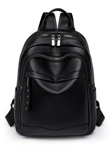 1pc Black Fashionable Backpack - Black - View 1