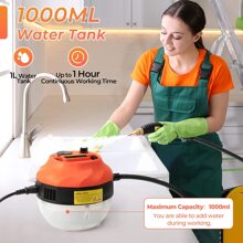 Máy làm sạch bằng hơi nước 2500W, Máy làm sạch bằng hơi nước áp suất cao, Máy làm sạch bằng hơi nước cầm tay để sử dụng tại nhà, Máy làm sạch bằng hơi nước để chăm sóc xe hơi, Làm sạch bằng hơi nước cho vải bọc, Nhà bếp, Phòng tắm, Keo chà ron và Ngói - trái cam - Xem 6