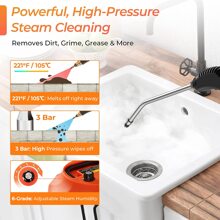 Máy làm sạch bằng hơi nước 2500W, Máy làm sạch bằng hơi nước áp suất cao, Máy làm sạch bằng hơi nước cầm tay để sử dụng tại nhà, Máy làm sạch bằng hơi nước để chăm sóc xe hơi, Làm sạch bằng hơi nước cho vải bọc, Nhà bếp, Phòng tắm, Keo chà ron và Ngói - trái cam - Xem 7