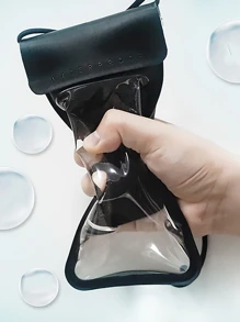 手机防水包斜挎挂绳通用触屏游泳潜水保护套运动包手机壳透明包沙滩包手机袋手机套基础款游泳包游泳者热带海岸风情沙滩包夏季海岛度假海滩配件男女通用钱包户外运动旅行度假泳池运动健身锻炼旅行包度假男女旅行必备耐用游泳包 - 黑色 - 查看 4