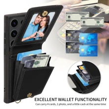 1入組PU皮革手機殼帶插卡槽和手機掛繩 - 黑色 - 查看 4