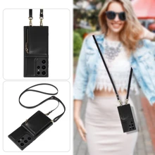 1入組PU皮革手機殼帶插卡槽和手機掛繩 - 黑色 - 查看 11