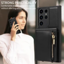 1入組PU皮革手機殼帶插卡槽和手機掛繩 - 黑色 - 查看 8