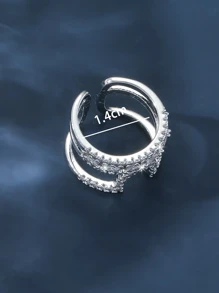 1 vòng bít thiết kế hình con rắn đính đá Cubic Zirconia - Bạc - Xem 3