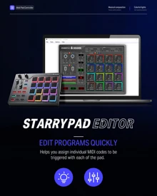 Donner MIDI Controller for Beginners DJ Equipment Music Producers MIDI Pad Beat Maker Portable with 16 Beat Pads 2 Assignable Fader Knobs Music Production Software Included USB MIDI Pad Controller DPD-16 - 黑色 - 查看 9