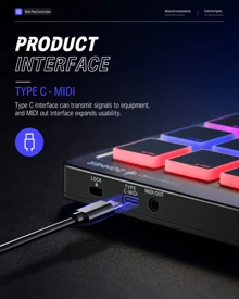 Donner MIDI Controller for Beginners DJ Equipment Music Producers MIDI Pad Beat Maker Portable with 16 Beat Pads 2 Assignable Fader Knobs Music Production Software Included USB MIDI Pad Controller DPD-16 - 黑色 - 查看 8