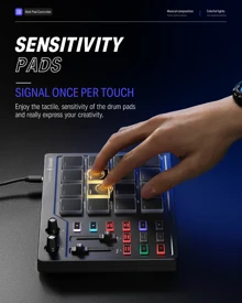 Donner MIDI Controller for Beginners DJ Equipment Music Producers MIDI Pad Beat Maker Portable with 16 Beat Pads 2 Assignable Fader Knobs Music Production Software Included USB MIDI Pad Controller DPD-16 - 黑色 - 查看 7