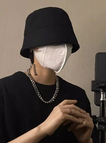 中性款日系漁夫帽，韓國風漁夫帽，時尚流行盆帽 - 黑色 - 查看 5