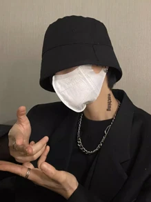 中性款日系漁夫帽，韓國風漁夫帽，時尚流行盆帽 - 黑色 - 查看 4