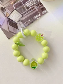 1 件装新款亚克力球珠手机手链马卡龙色手机挂绳通用型 - 綠色 - 查看 4