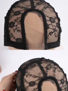 1入組假髮帽頭髮網狀帶可調整肩帶適用於製作假髮黑色蕾絲頭髮網狀適用於假髮 - 黑色 - 查看 4