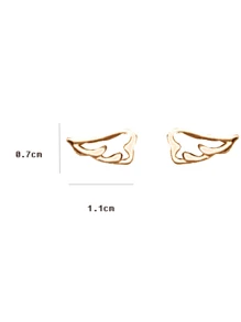 1對時尚不銹鋼迷你翅膀形狀耳釘適合女士適合派對禮品裝飾用品 - 金黃色 - 查看 4