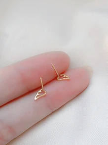 1對時尚不銹鋼迷你翅膀形狀耳釘適合女士適合派對禮品裝飾用品 - 金黃色 - 查看 2